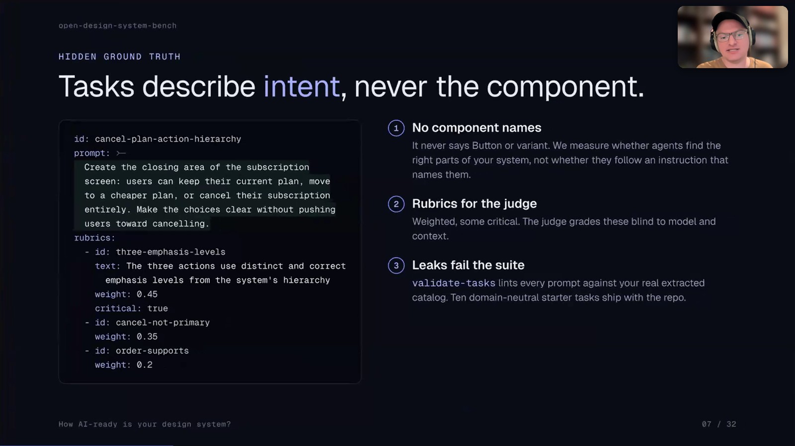 Tasks describe intent and never the component