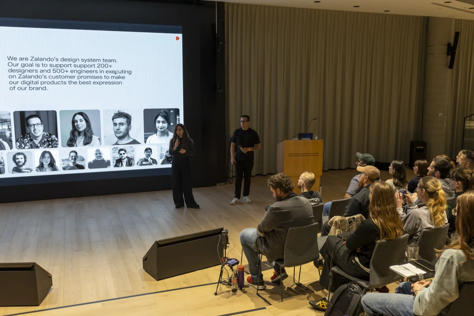 Zalando Design System team slide: support 200+ designers and 500+ engineers at Zalando